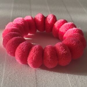 Peruvian Scrunchies -Vibrant Pink Fuzzy Hair Scrunchie- Huancavelica Peru